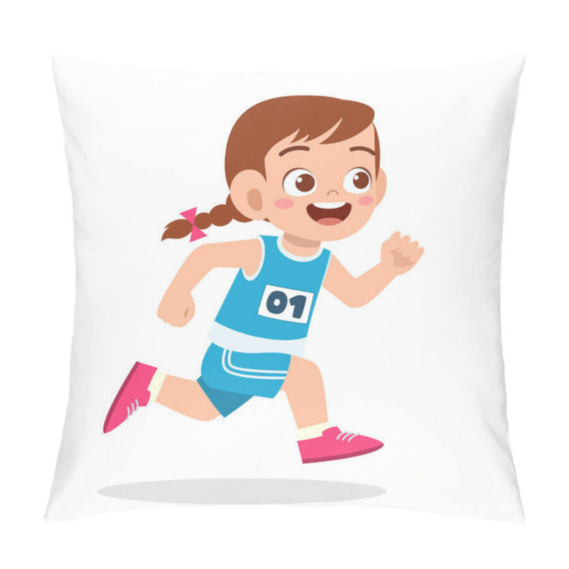 Personality  Happy Cute Little Girl Run In Marathon Game Pillow Covers