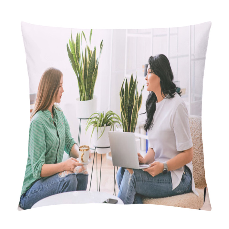 Personality  Female Psychologist Consulting Woman. Business, Support, Education Concept Pillow Covers