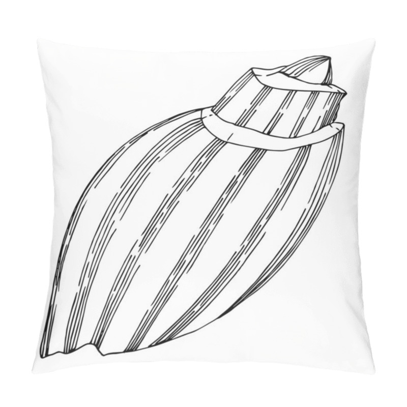 Personality  Vector Summer Beach Seashell Tropical Elements. Black And White  Pillow Covers