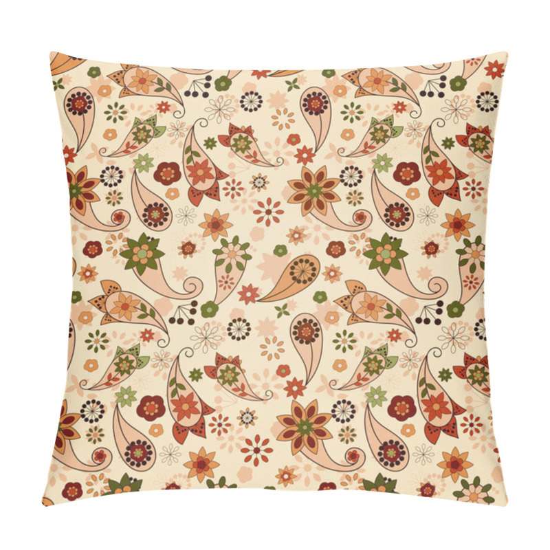 Personality  Vector Seamless Spring Pattern With Paisley Elements And Flower Pillow Covers