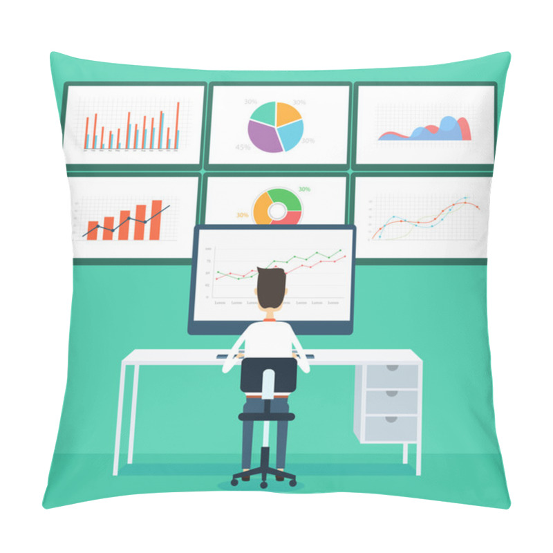 Personality  Vector Businessman On Line Communication Connection Business Pillow Covers