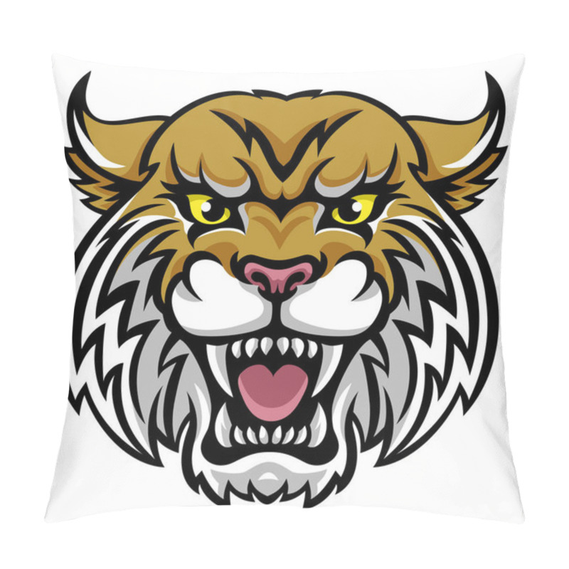 Personality  An Angry Looking Wildcat Or Bobcat Mascot Animal Character Pillow Covers