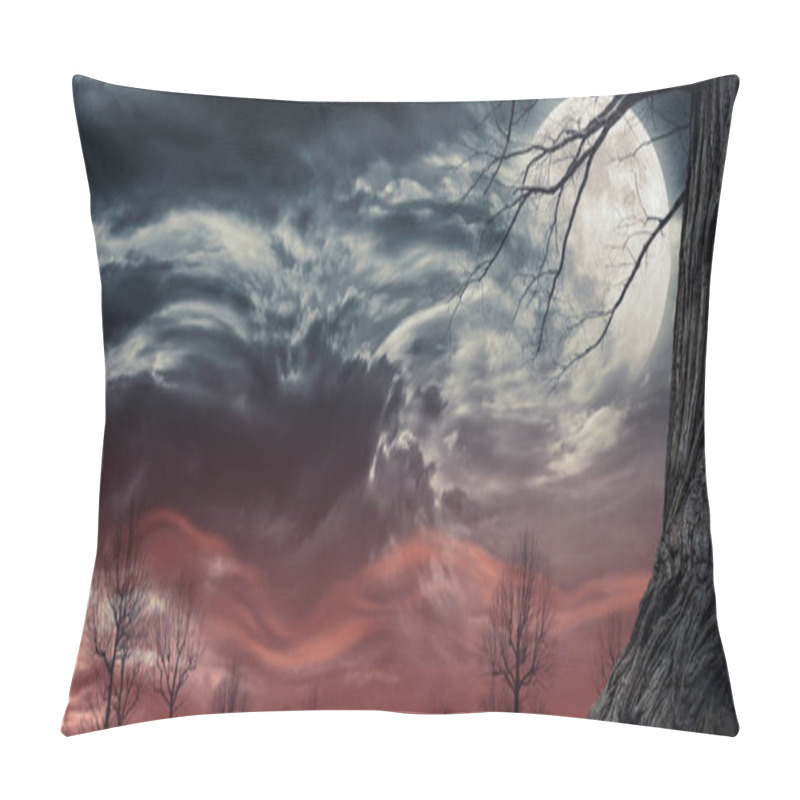 Personality  Night Scene With Trees Lit By The Full Moon In The Sky: Horror And Fantasy Background Pillow Covers