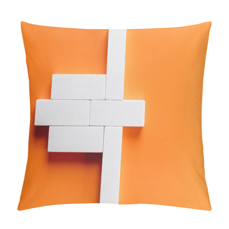 Personality  Top View Of White Rectangular Form Blocks On Bright Orange Background Pillow Covers