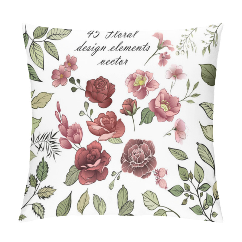 Personality  Flower Design Elements. Spring Bouquet Of Flowers Pillow Covers