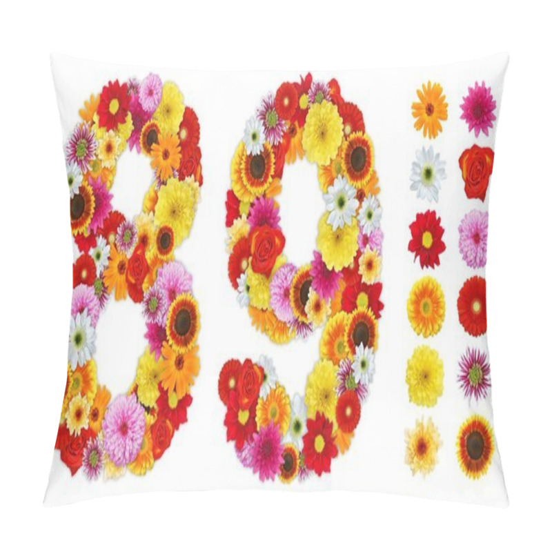 Personality  Numbers 8 And 9 Made Of Various Flowers Pillow Covers