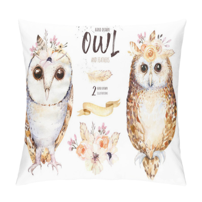 Personality  Owls With Flowers And Feathers Pillow Covers