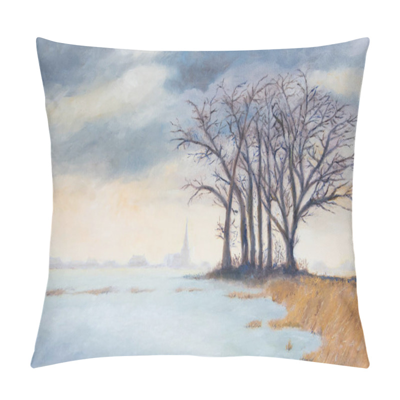 Personality  Trees In A Beautiful Winter Landscape Pillow Covers