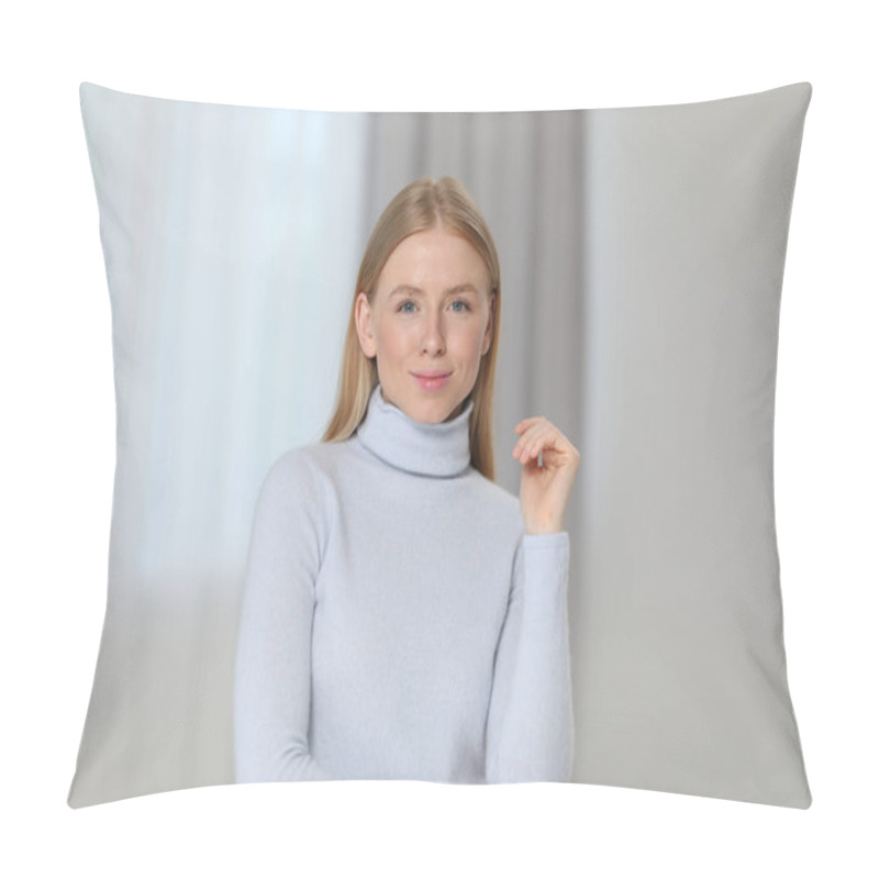 Personality  Portrait Of Beautiful Young Woman At Home Pillow Covers