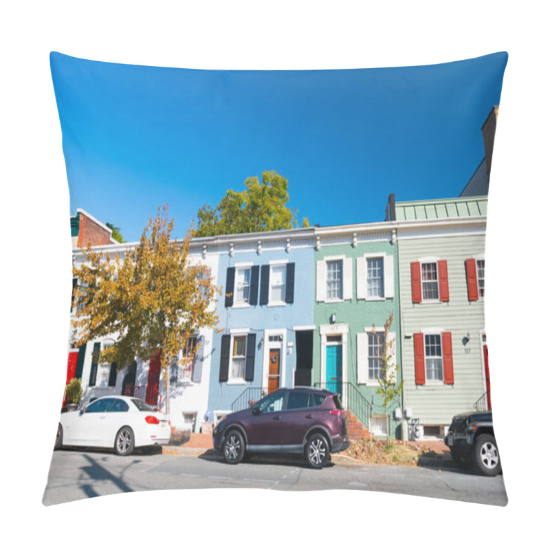 Personality  Row Of Colonial-style Brick Townhouses In The Historic District Of Alexandria, Near Washington. Pillow Covers