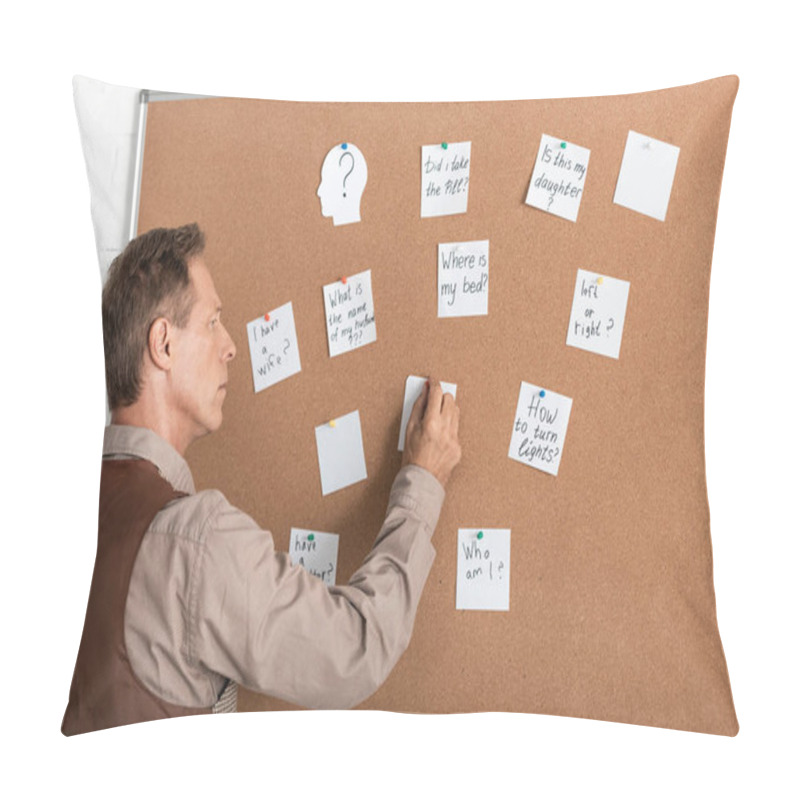 Personality  Retired Man With Alzheimer Disease Writing On Paper  Pillow Covers