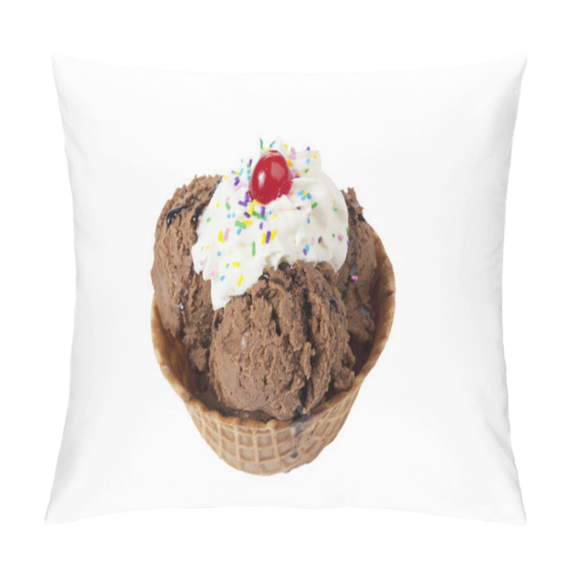 Personality  A Cone Of Chocolate Ice Cream With Cherry Topping Pillow Covers