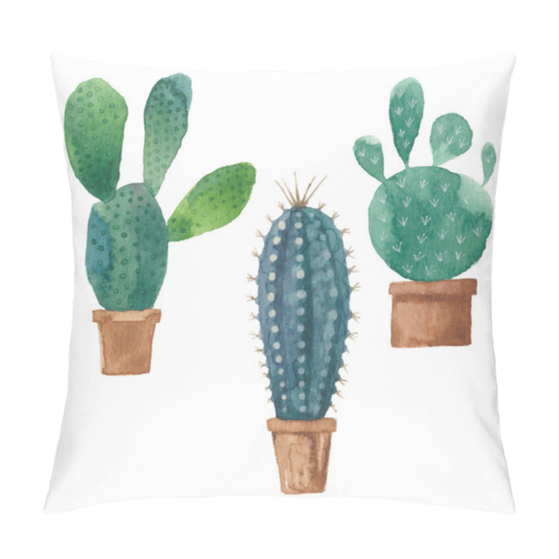 Personality  Cactus Isolated On White Pillow Covers