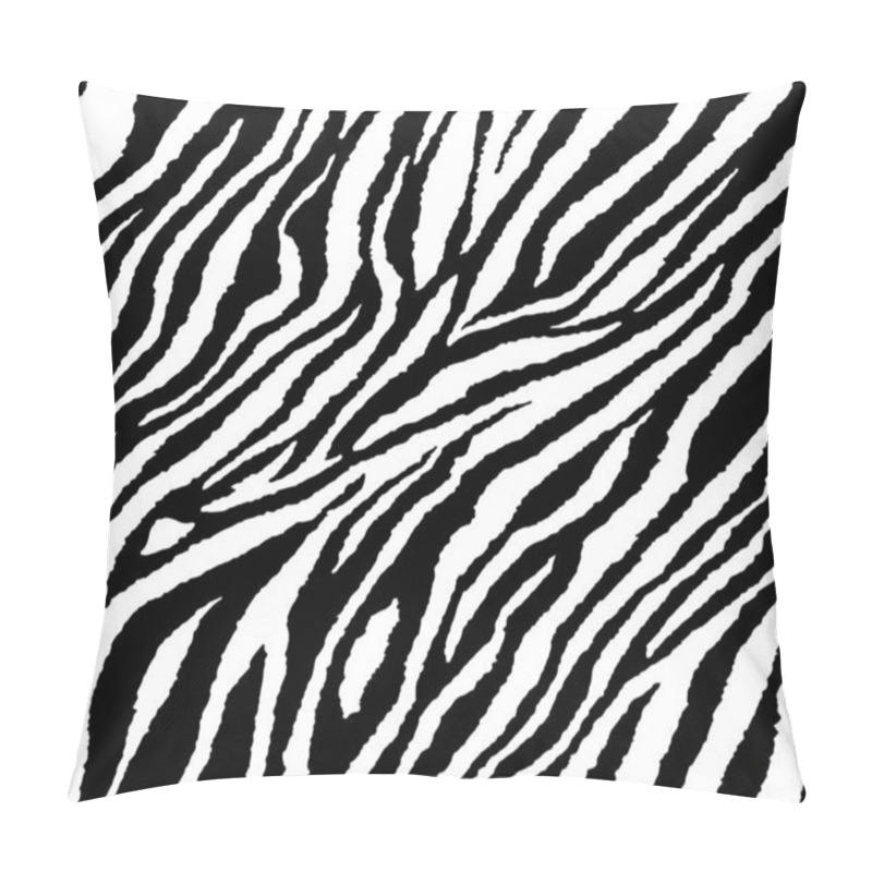 Personality  Full Seamless Wallpaper For Zebra And Tiger Stripes Animal Skin Pattern. Black And White Design For Textile Fabric Printing. Fashionable And Home Design Fit. Pillow Covers