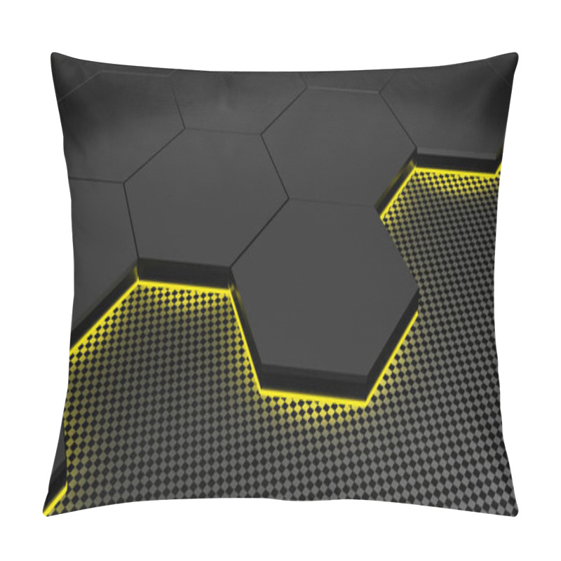 Personality  3d Illustration Of Modern Honeycomb Background Aluminium And Carbon Fiber Pattern  Pillow Covers