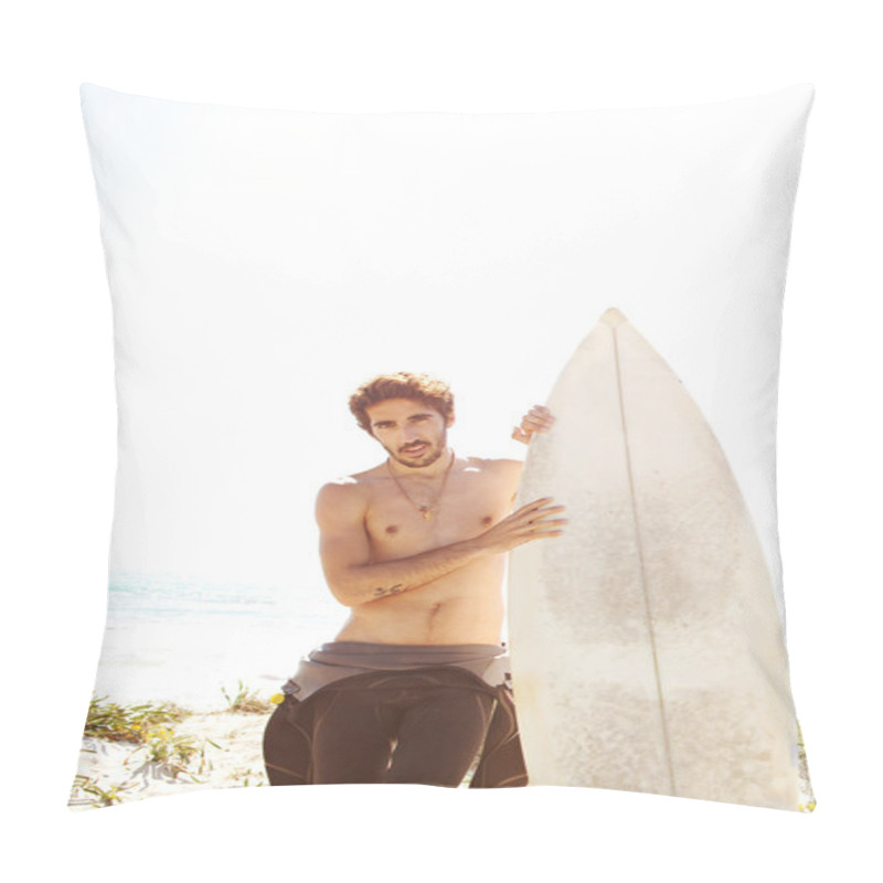 Personality  Surfer  Standing On A Beach Pillow Covers