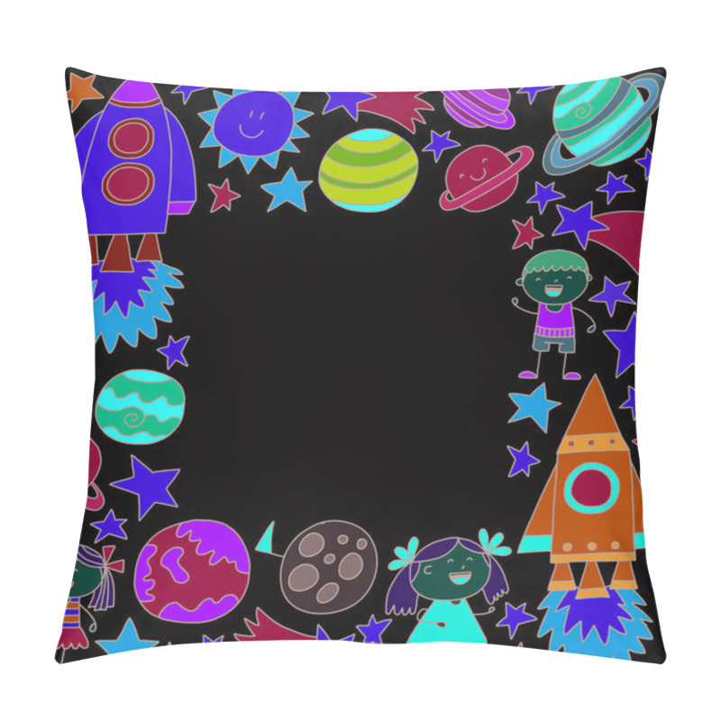 Personality  Hand Drawn Space Elements Pattern. Space. Space Doodle Illustration. Vector Illustration. Pillow Covers