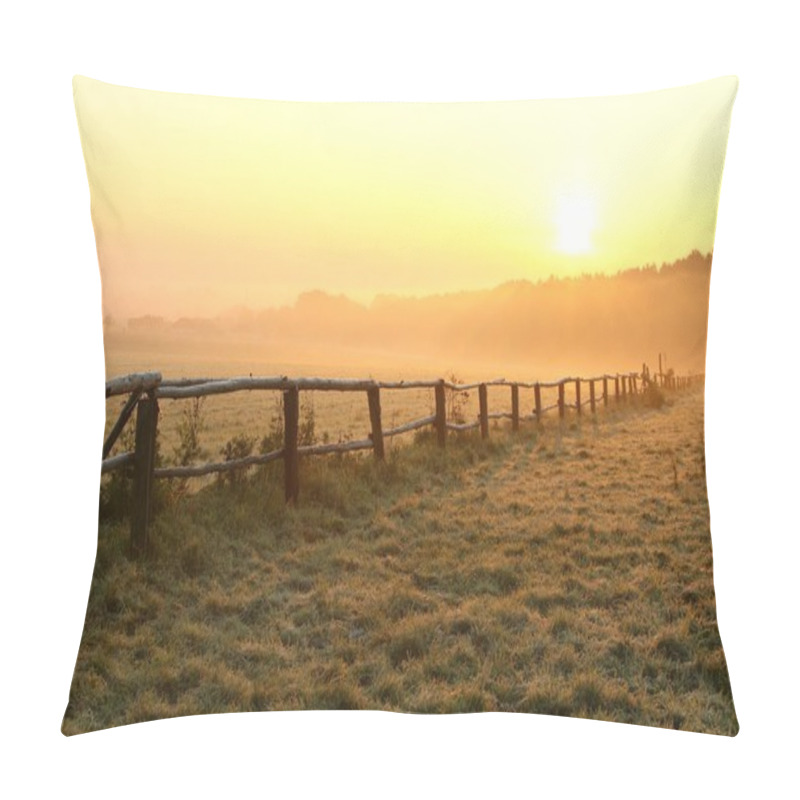 Personality  Misty Sunrise Over The Field Pillow Covers