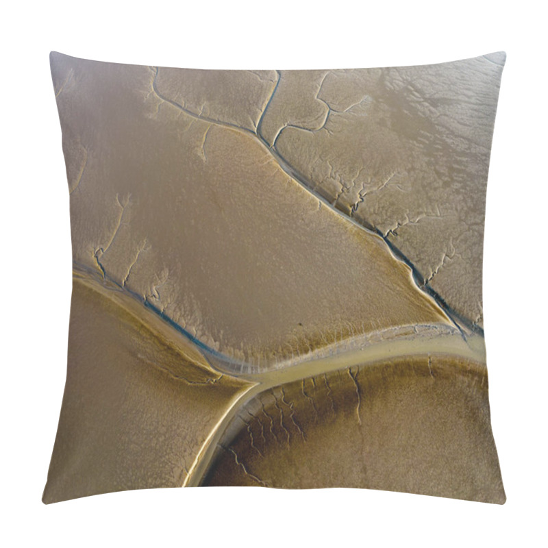 Personality  Aerial View Of The Tidal Mudflats And Channels Of The Eemsdelta, Groningen, The Netherlands Pillow Covers