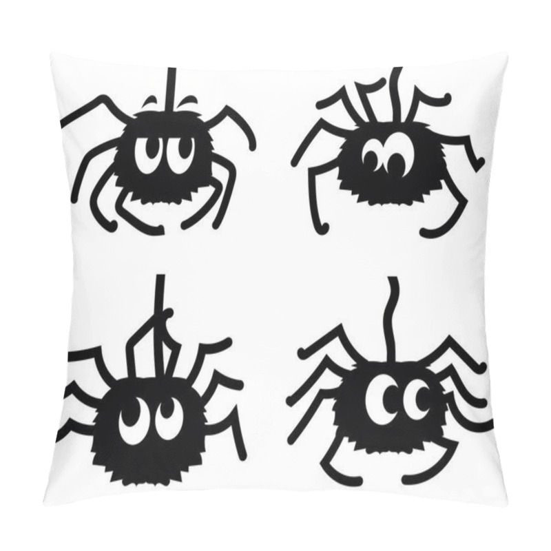 Personality  Spider Web And Fun Spider. Vector Black Graphic Printable Illustration Isolated On White For Design. Pillow Covers