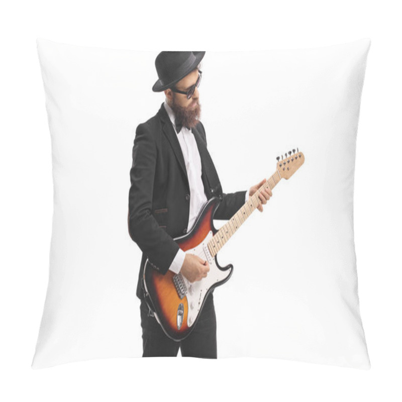 Personality  Male Musician Playing A Bass Guitar Pillow Covers