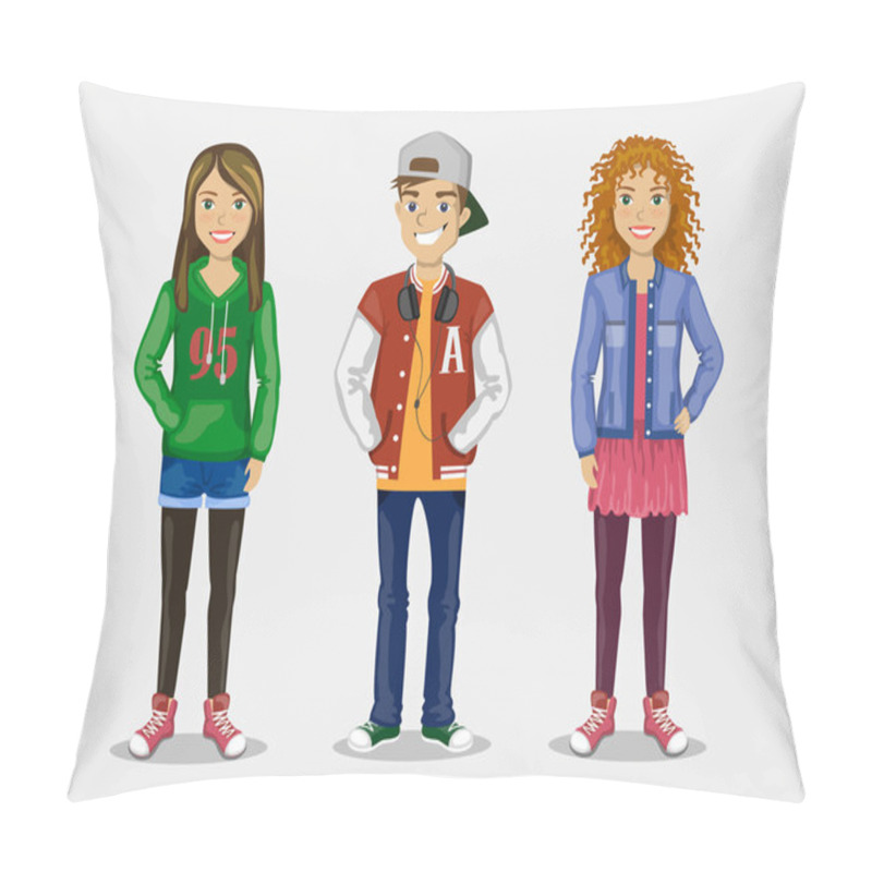 Personality  The Image Of Three Stylish Teens Pillow Covers