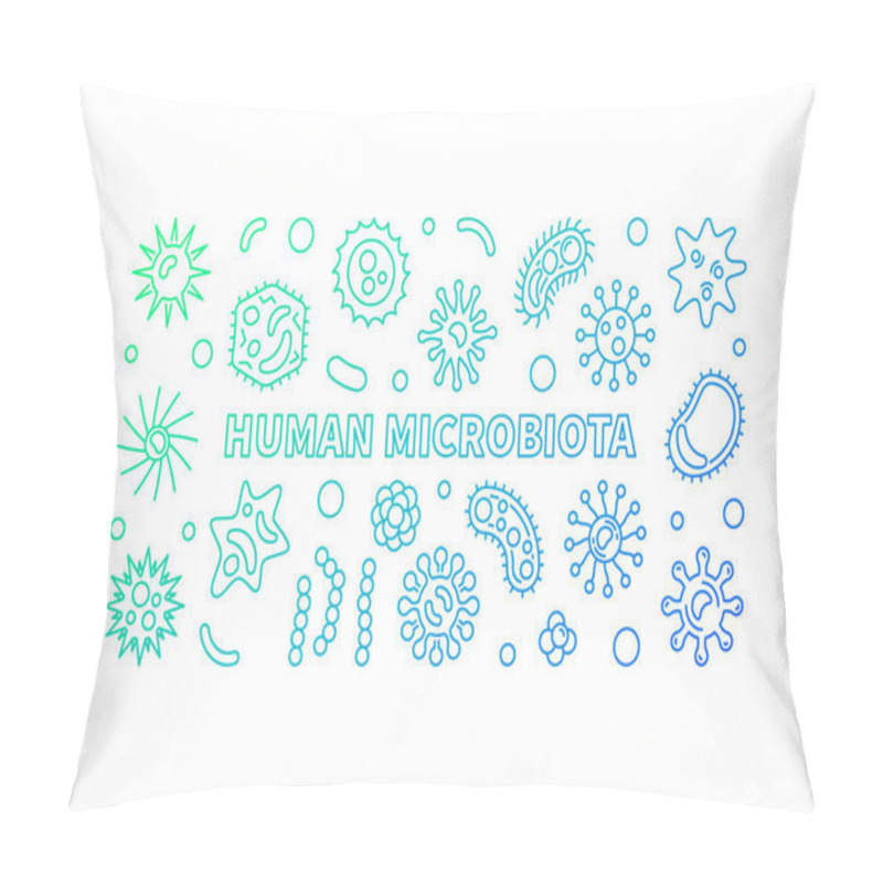 Personality  Human Microbiota Bright Horizontal Banner - Vector Illustration Pillow Covers