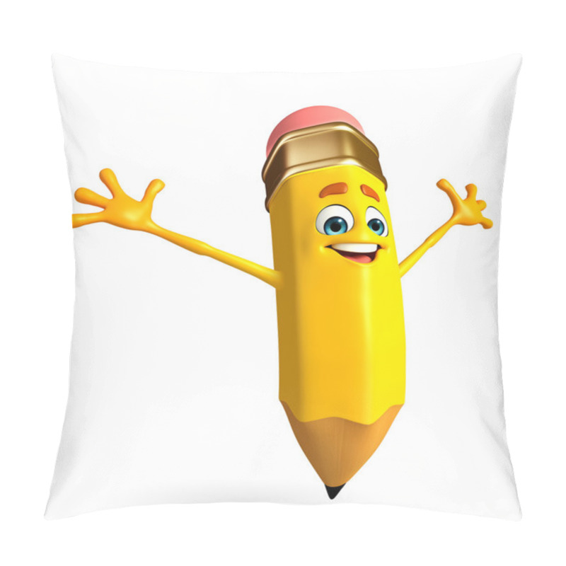 Personality  Pencil Character Is Happy Pose Pillow Covers