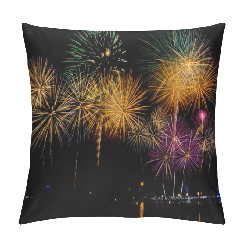 Personality  Fireworks Celebration At Night On  New Year And Copy Space  Pillow Covers