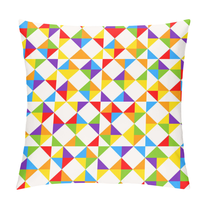 Personality  Rainbow Mosaic Tiles, Abstract Geometric Background, Seamless Vector Pattern. Pillow Covers