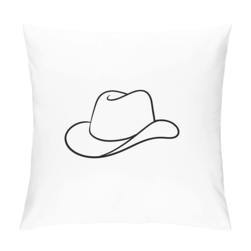 Personality  Cowboy Hat Hand Drawn Sketch Icon. Pillow Covers