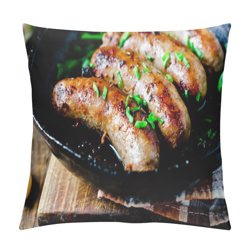 Personality  Homemade Sausages From Turkey (chicken) Fried In A Frying Pan Pillow Covers