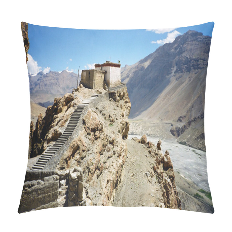 Personality  Dhankhar Tibetan Monastery With Himalaya Landscape Pillow Covers