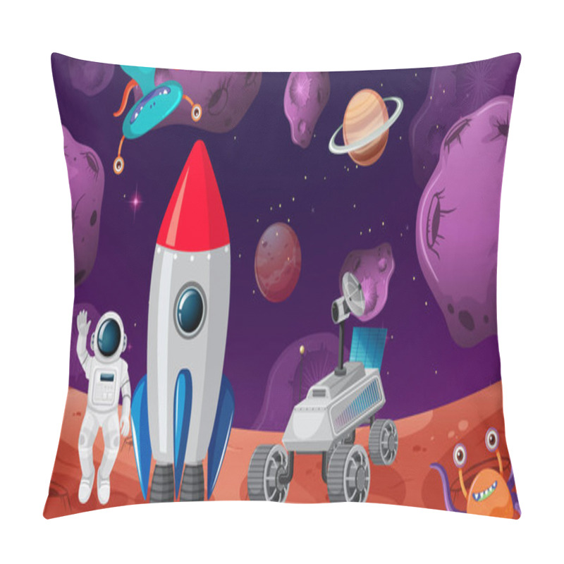 Personality  Astronaut In Space Scene Illustration Pillow Covers