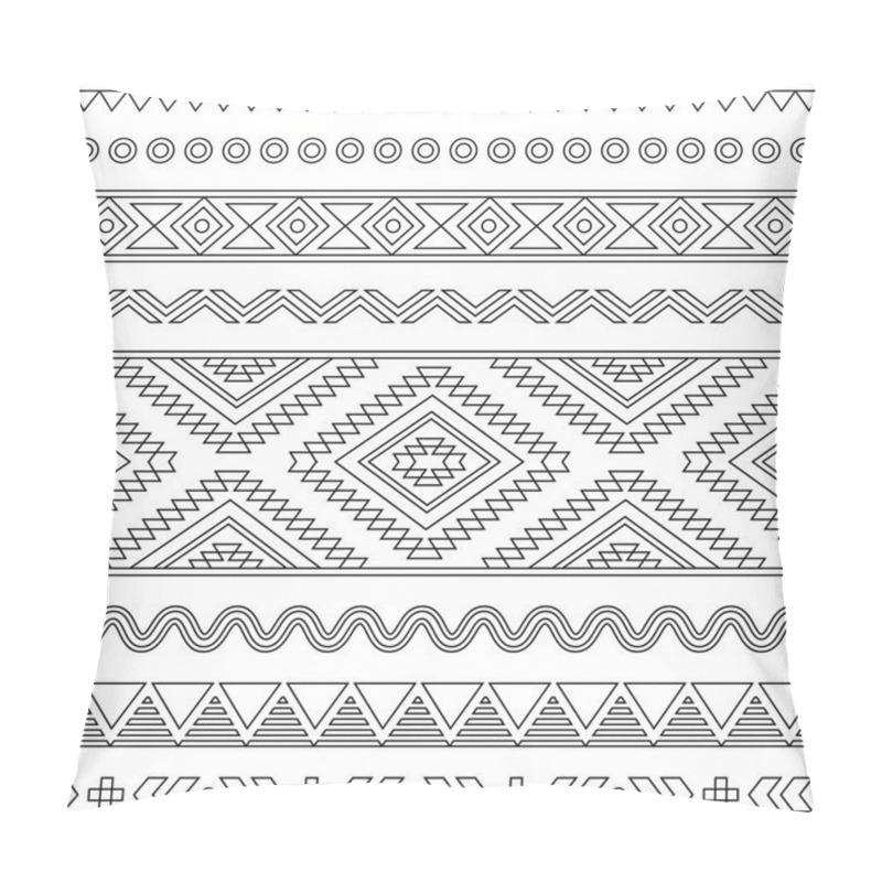 Personality  Tribal Seamless Aztec Stroke Black Pattern On White  Pillow Covers