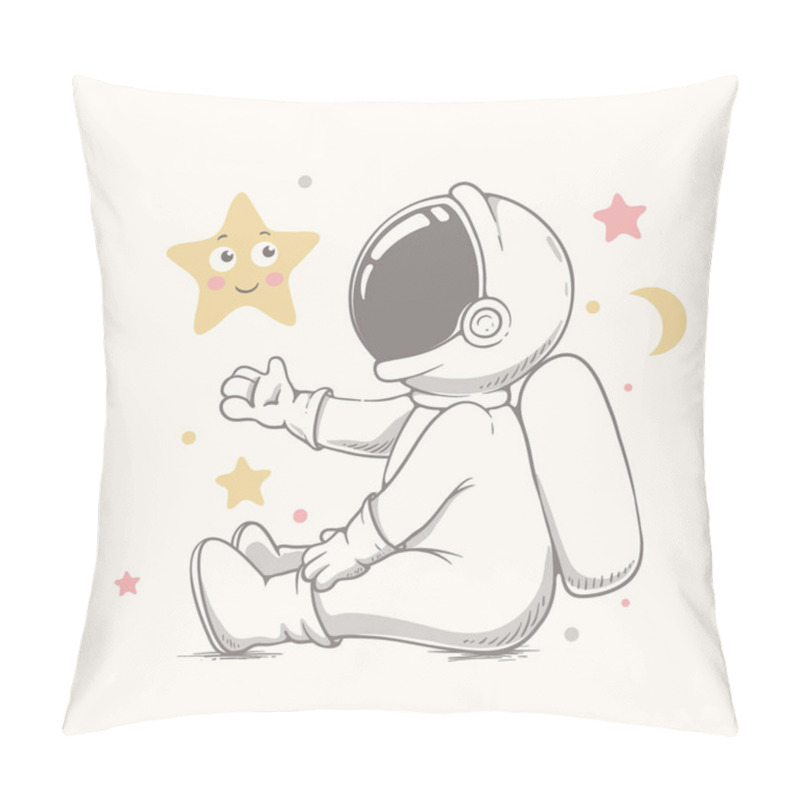 Personality  Baby Astronaut Plays With Stars Pillow Covers