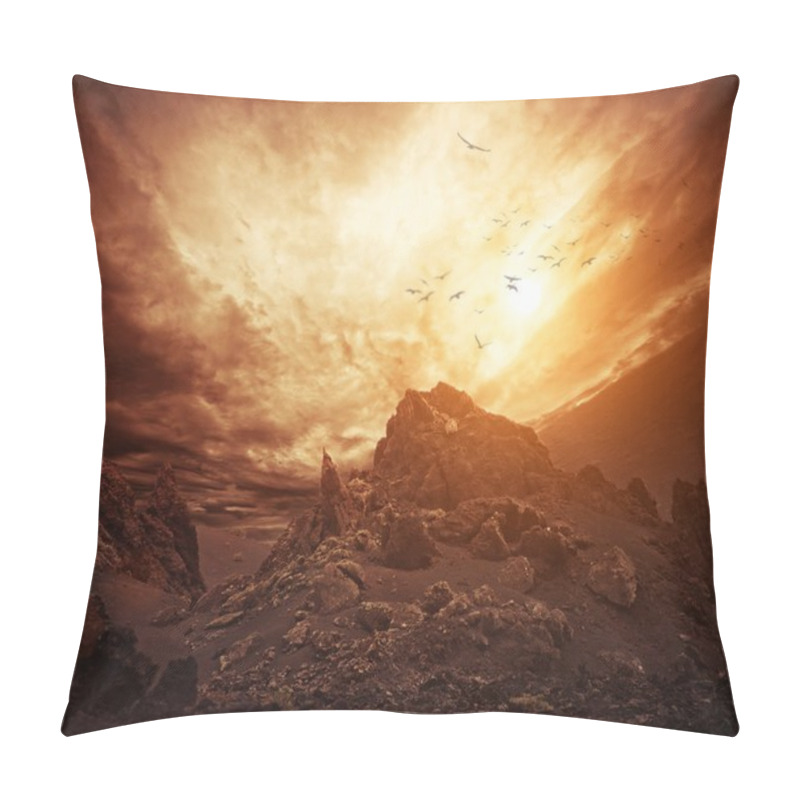 Personality  Dramatic Sky Over Rocks. Pillow Covers