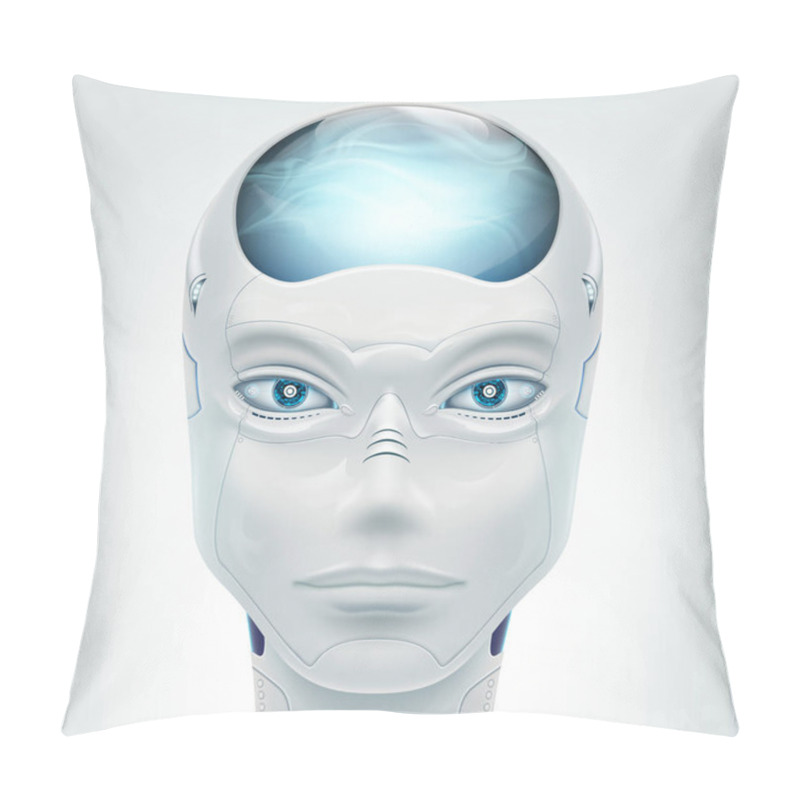 Personality  Face Robot Android. Isolated On White Background. Vector Illustration. Pillow Covers