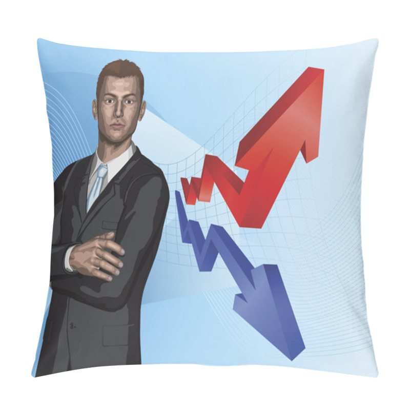 Personality  Businessman Abstract Arrow Graph Background Pillow Covers