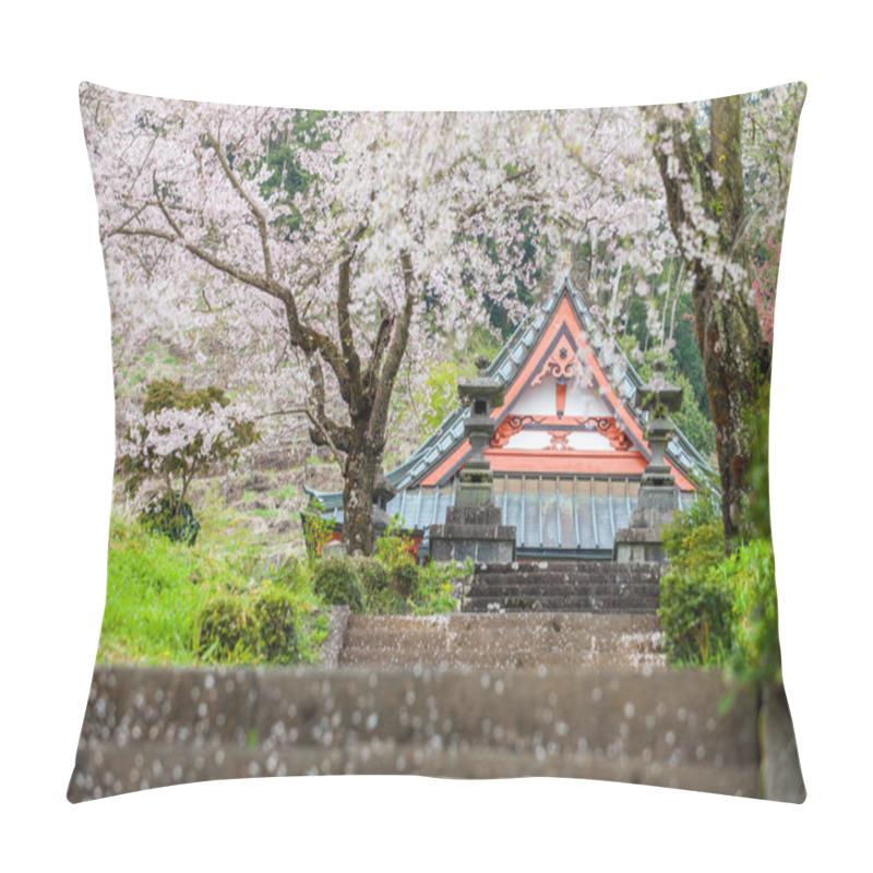 Personality  Japanese Temple And Sakura Trees Pillow Covers