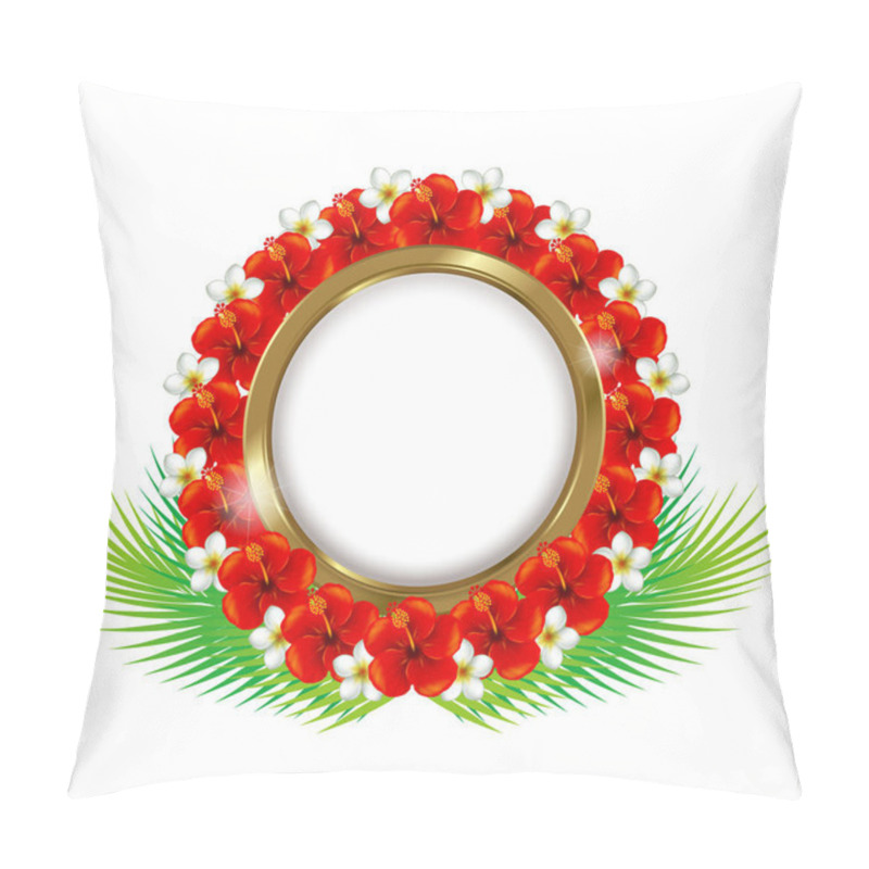 Personality  Frame Of The Hibiscus And Plumeria. Illustration.  Tropical Images.  Pillow Covers