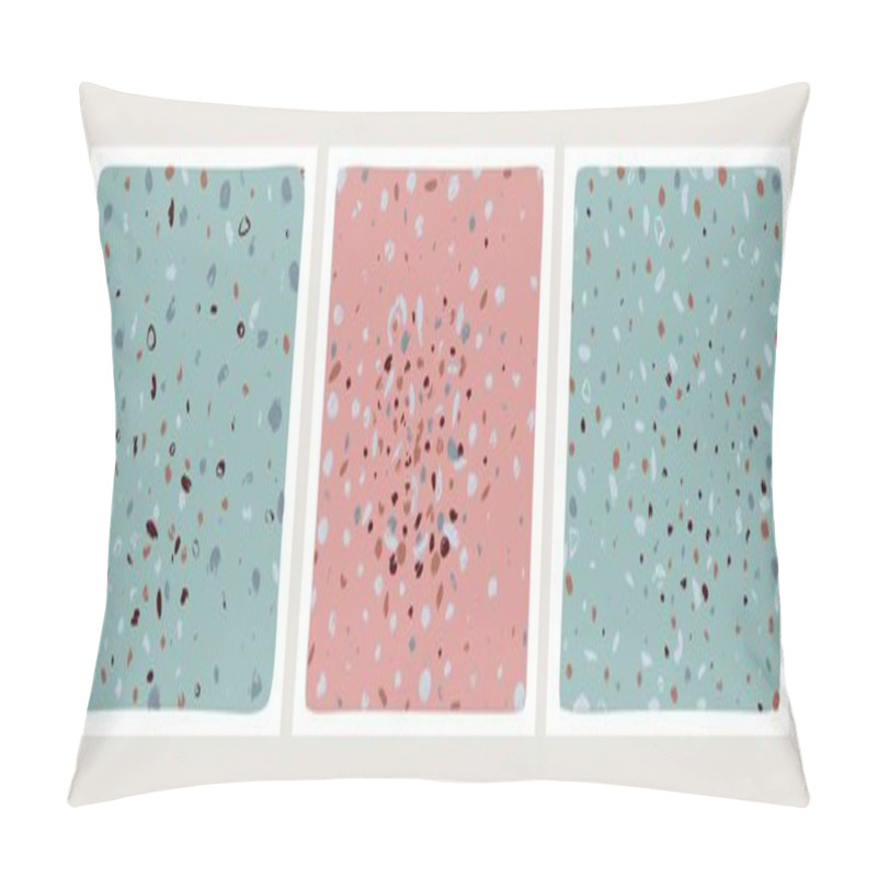 Personality  A Set Of Abstract Square Paintings. Modern Minimalism, Dots, Stripes. Pink Blue And White Color. Calm Natural Color Scheme. Pillow Covers