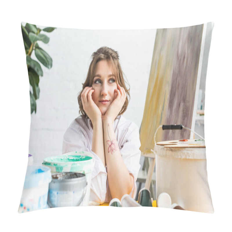 Personality  Young Creative Girl Dreaming In Light Studio Pillow Covers