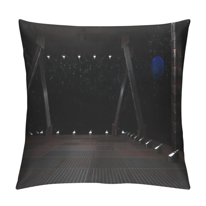 Personality  Sci Fi  Corridor With View Of Space Galaxy 3d Rendering Pillow Covers