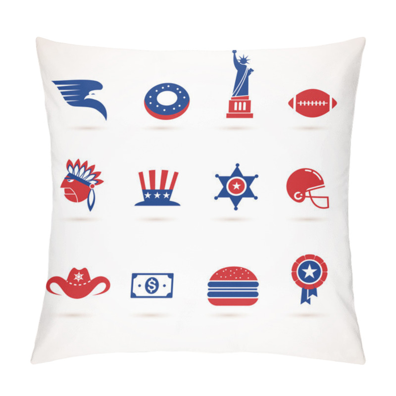 Personality  USA - Collection Of Vector Icons Pillow Covers