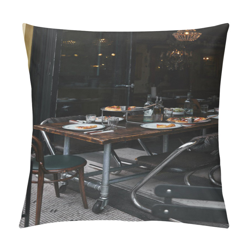 Personality  Tasty Meal On Rustic Table At Modern Restaurant Pillow Covers