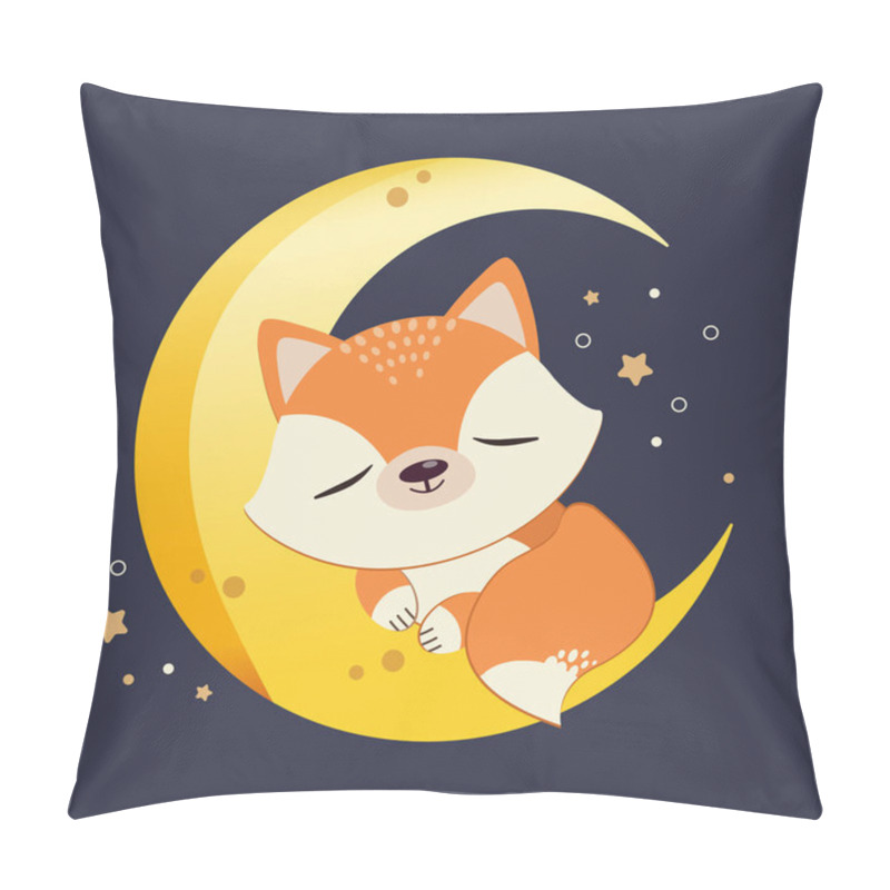 Personality  The Character Of Cute Fox Sleepping On The Half Moon With A Star Pillow Covers