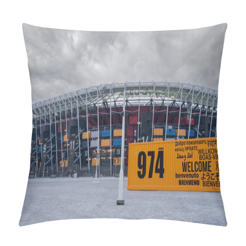 Personality  Doha,Qatar- September 09,2022 :Stadium 974 Is A Football Stadium In Ras Abu Aboud, Doha, Qatar. Opened 30 November 2021, It Is A Temporary Venue Made From 974 Recycled Shipping Containers Pillow Covers