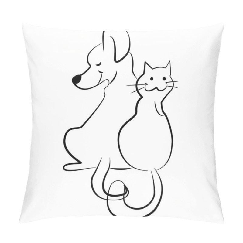 Personality  Sketchy Cat And Dog Pillow Covers