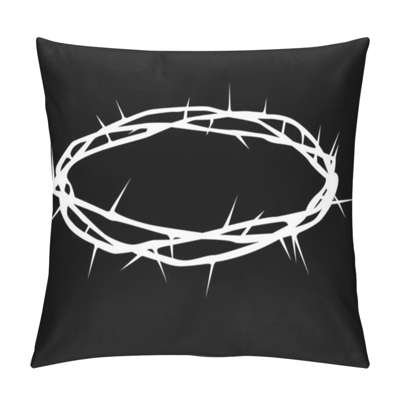 Personality  White Silhouette Of A Crown Of Thorns Pillow Covers